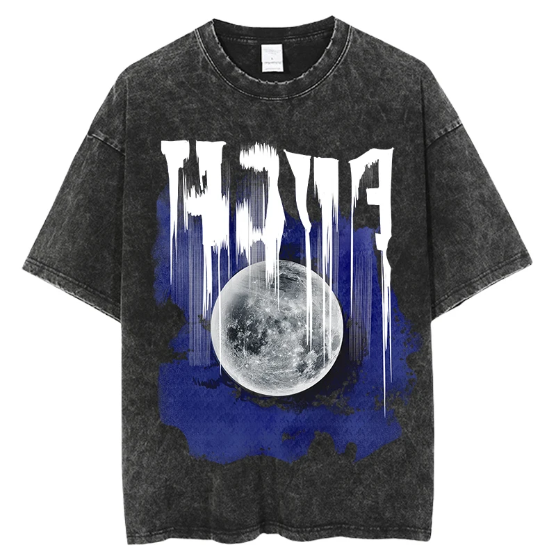 

Винтажная промытая футболка, футболки оверсайз с графическим принтом, хлопковая модная уличная одежда в стиле Харадзюку Y2k, топ унисекс