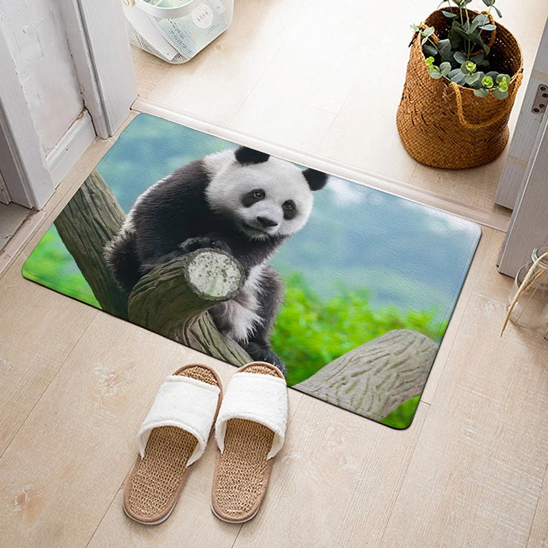 

Entrance Flannel Room Hallway Carpet Anti Slip Mat Living Modern Rug Kid Room Animal Cute Panda Parlor Mat Mat bedside Area Rugs