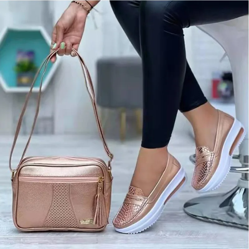 

Women's Platform Casual Lofers Summer New Solid Color Round Toe Slip on Non Slip Ladies Sneakers Casual Walking Shoes for Women