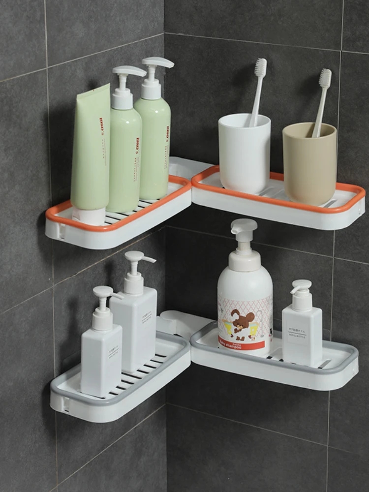 

Bathroom corner dual-use rack wall-mounted rotatable soap rack free punching installation countertop finishing rack