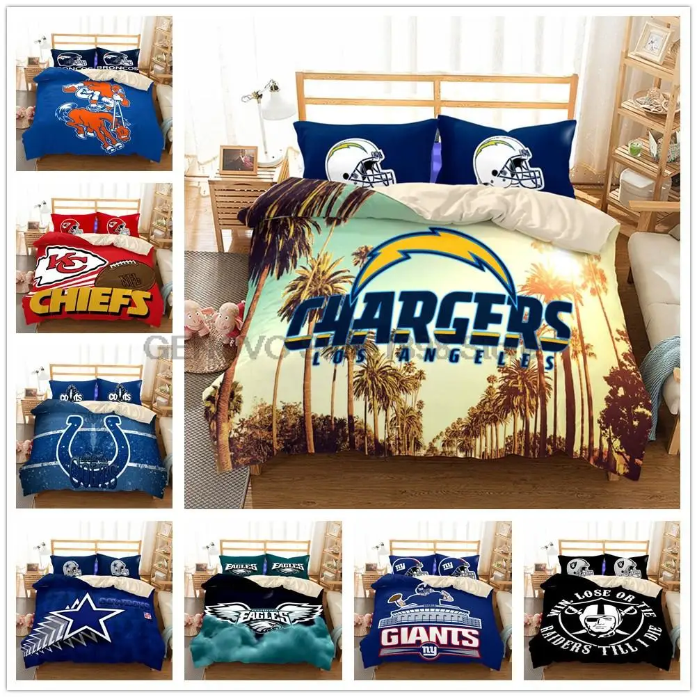 

Ball Sports Series Double 3PC Bedding Set Famous American Football Teams Logo Single 2P Pillowcase Duvet Cover Kint Home Textile
