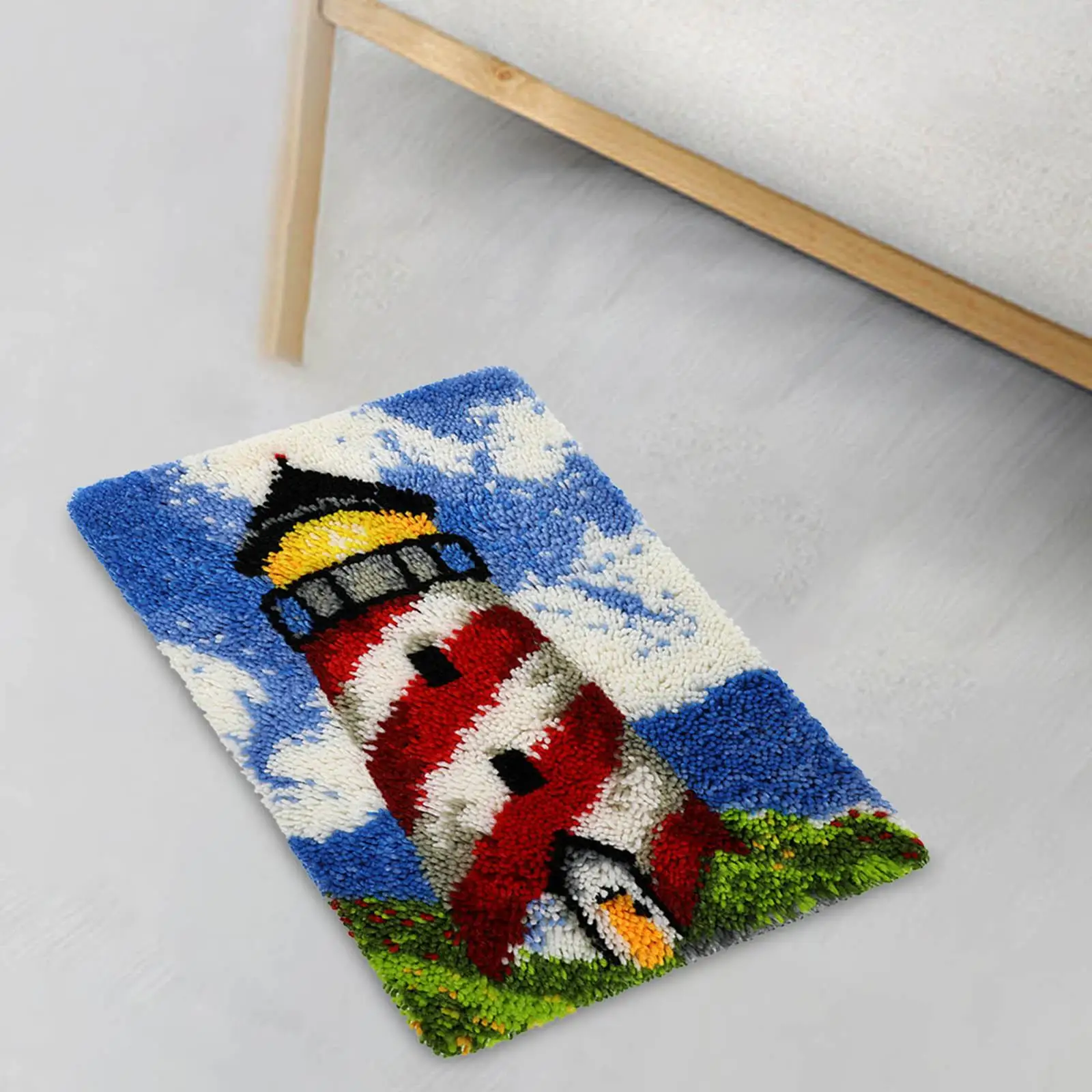 

DIY Latch Hook Craft Kit Embroidery Yarn Kits Carpet Making Kit Crochet Carpet Cushion Cover Handmade for Home Decor Adults Kids
