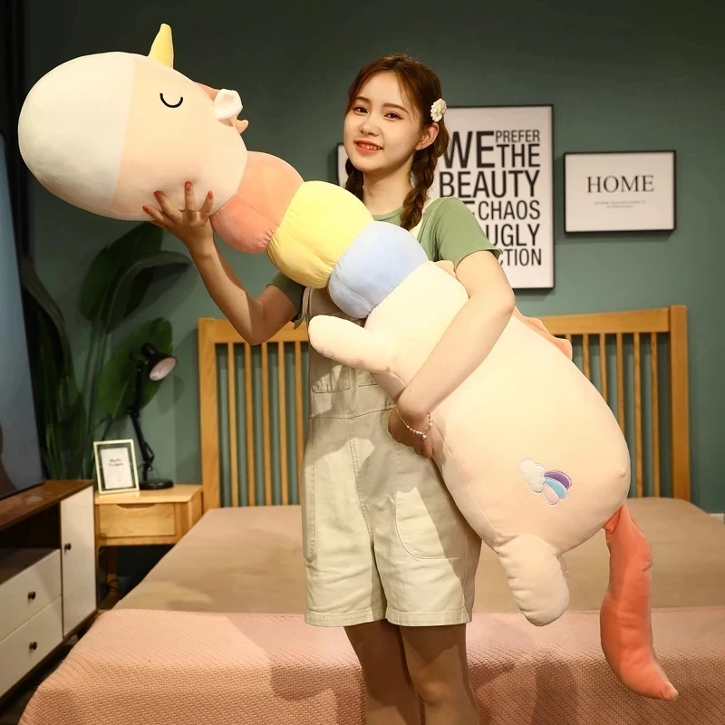 

100/130/150cm Lovely Cartoon Dinosaur Crocodile Unicorn Deer Plush Toys Long Pillow Sleeping Hug Cushion Dolls for Girls Kids