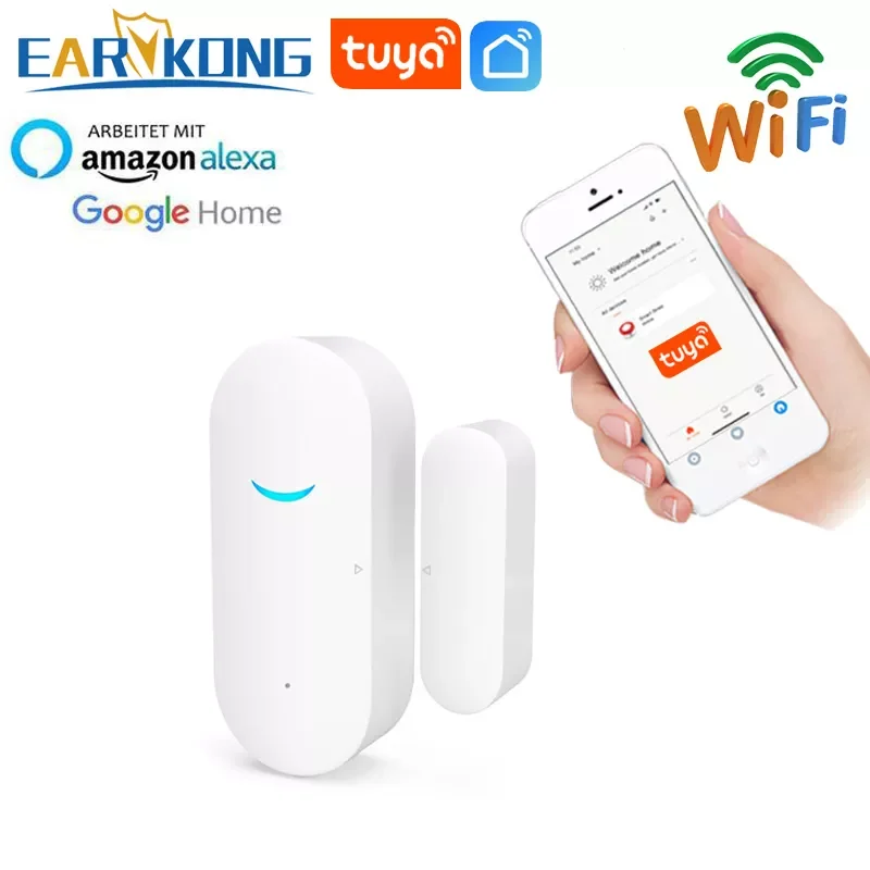 

Смарт-детекторы открытой/закрытой двери NEW2023 Tuya, Wi-Fi, домашняя сигнализация, совместимая с приложением Alexa Google Home Tuya