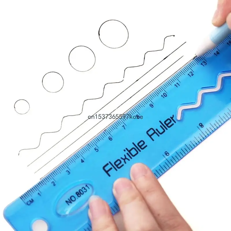 

4x Plastic Ruler Duals Scale Bendable Flexible Rubber Ruler Clear Straight Ruler