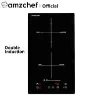 amzchef dual induction hob fs irc119 electric cooker hot plate glass panel touch control safe lock 10 power levels timer setting