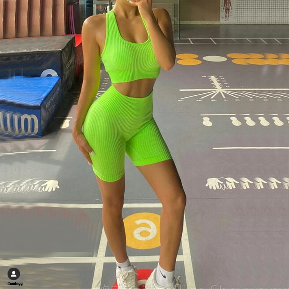 

Yoga Set Gym Set Workout Clothes for Women Seamless Leggings Sports Bra Suit Female Clothing High Waist Shorts Women Tracksuit