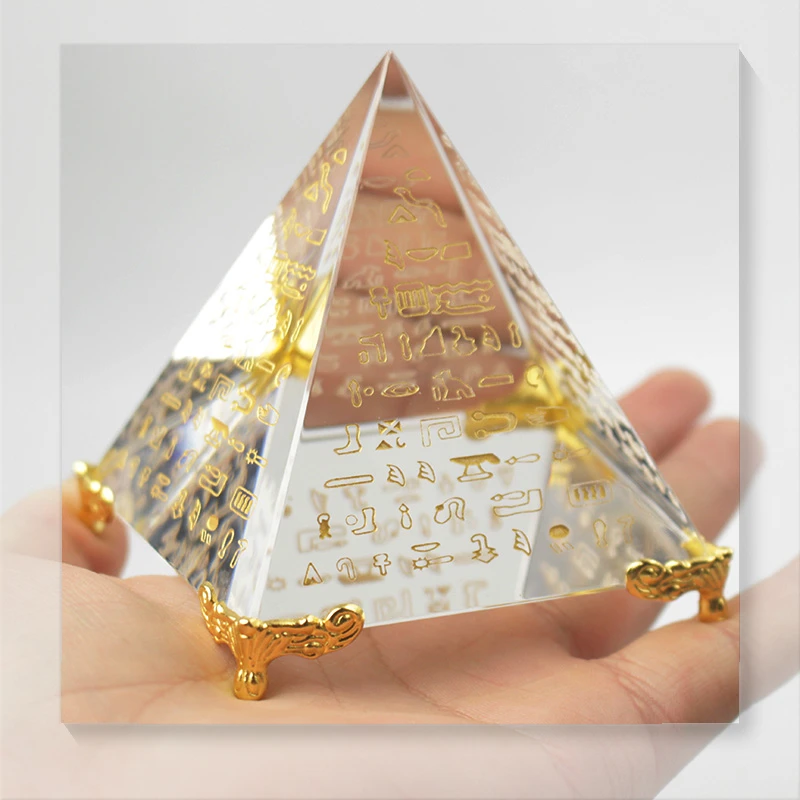 

Unique Energy Healing Feng Shui Egypt Egyptian Crystal Clear Pyramid Chakra Ornament Home Decor Living Room Decoration figurine