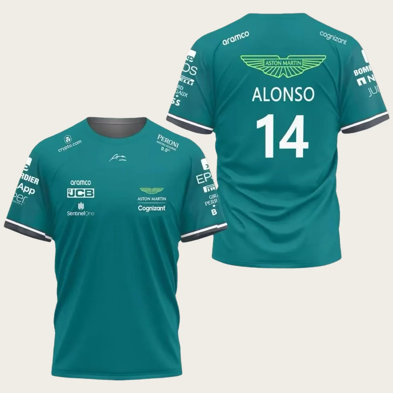 Фото Астон Мартин Алонсо No. 14, Camiseta de Carreras, Corta De secado Rápido, дышащая, No. 14 №1