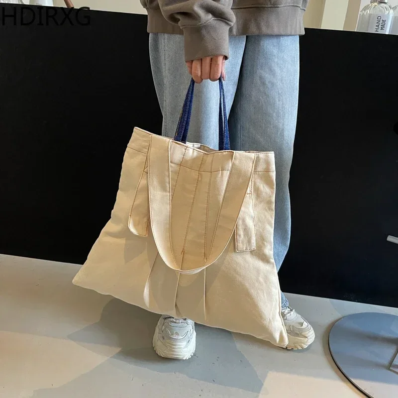 Новый стиль однотонная холщовая сумка-тоут большой емкости дизайнерская