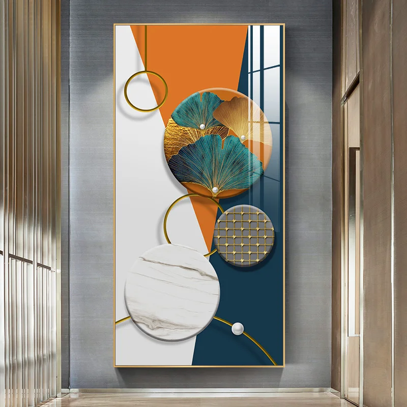 Абстрактная Роскошная постер с золотыми листьями в скандинавском стиле