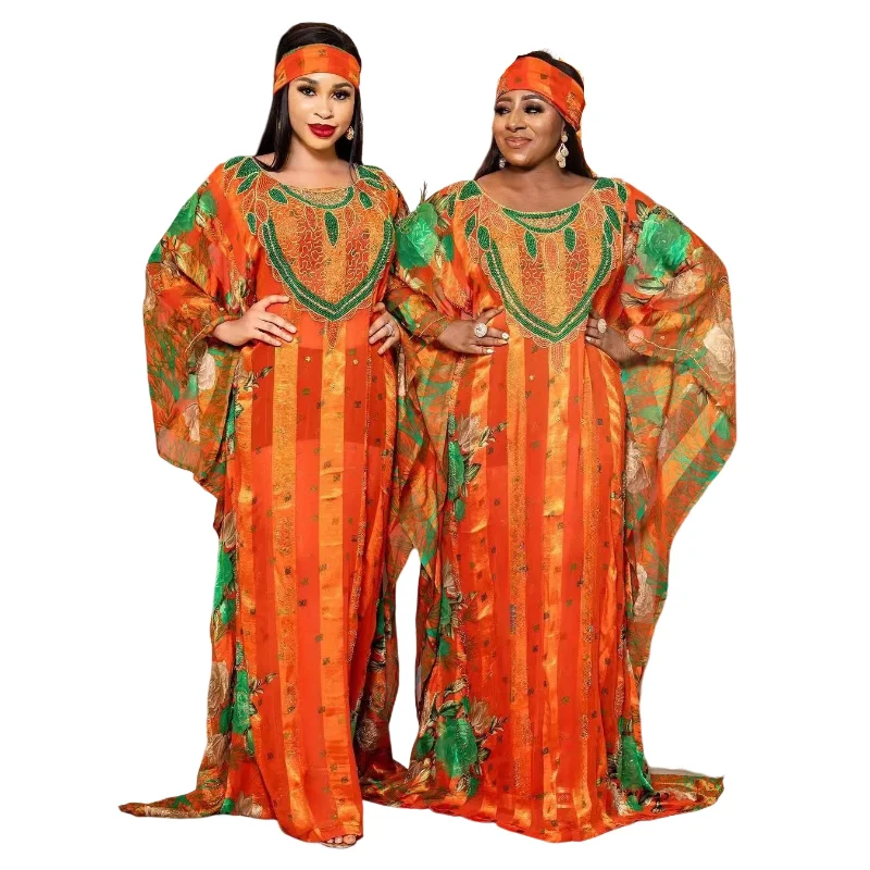 One Piece African Print Clothing For Women Boubou Dubai Turkey Muslim Abayas Wedding Party Traditional Ankara Outfits Gowns