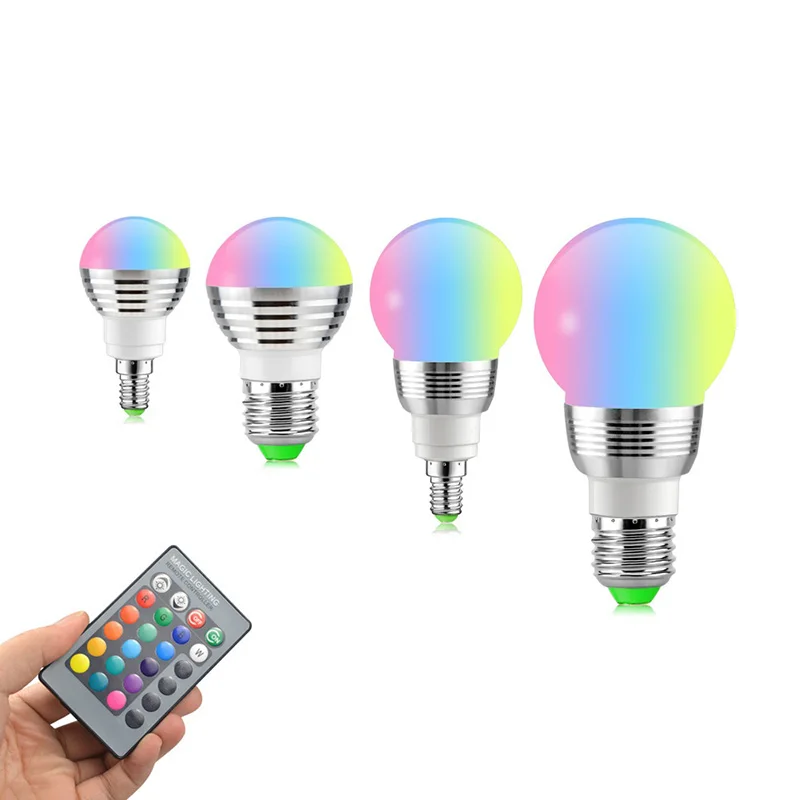 

16 Colors RGB LED Bulb E14/E27/GU10 AC 110V-220V Spotlight Bulb With 24key Remoter Dimmer Colorful Night Lighting Christma Decor