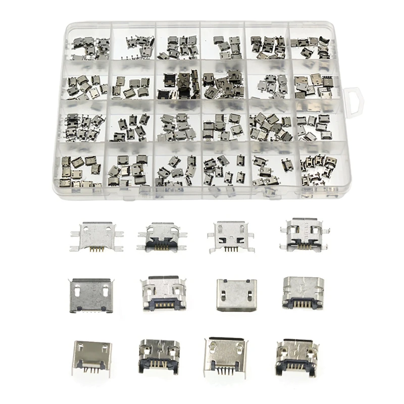 

240PCS 24 Models USB Connector Receptacle Jack Conector Boxed