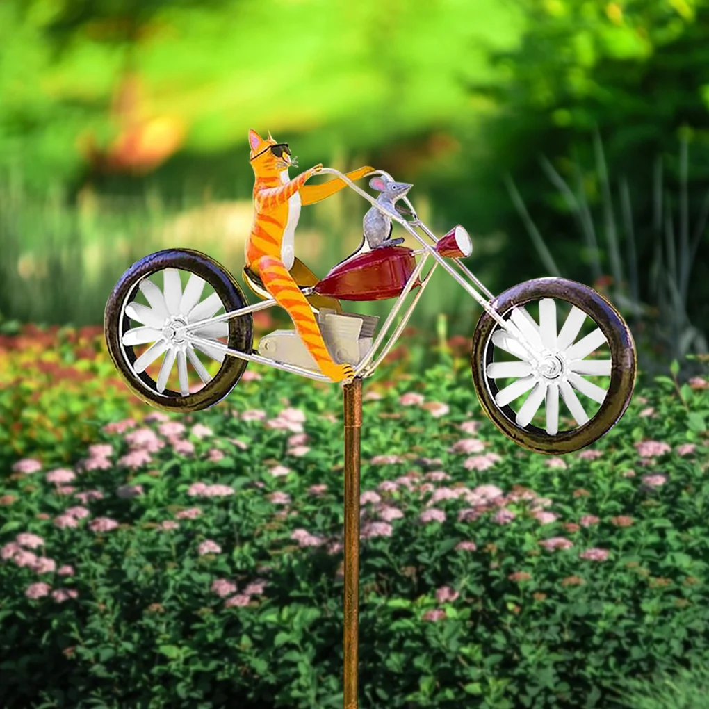 

Wind Spinner Garden Animal Riding Windmill Decoration Vintage Bicycle Metal Windmill Animal Motorcycle Garden Lawn Decoration