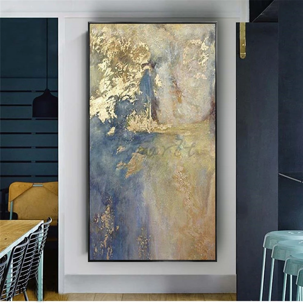 

Современная Абстрактная Золотая фольга океан синий холст Картина маслом Декор Гостиная Спальня Настенная картина для дома Фреска художественная картина