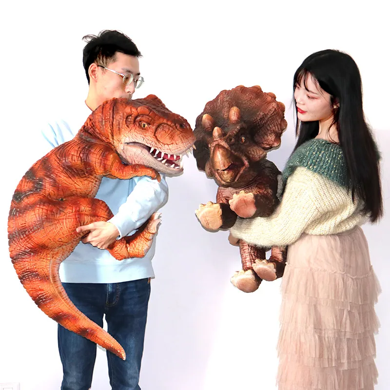 Cute Hand Control Silicone Realistic Baby Animatronic Dinosaur Puppet Cosplay Costume