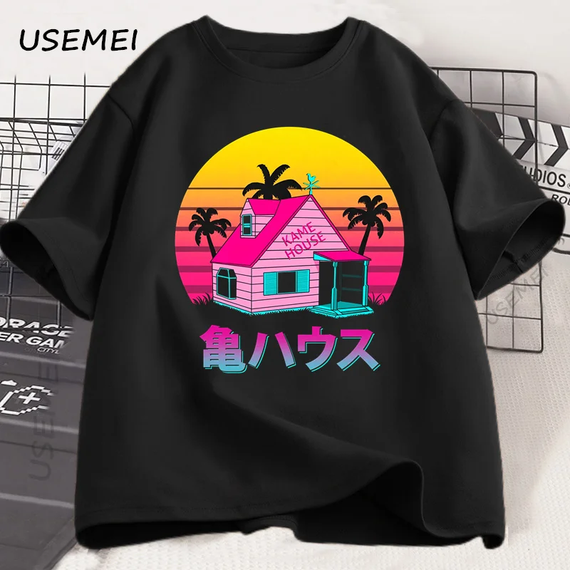 Фото Футболка Kame House для мужчин и женщин, хлопковая футболка Master Roshi в японском стиле, повседневная футболка с короткими рукавами, футболка, мужская одежда №3