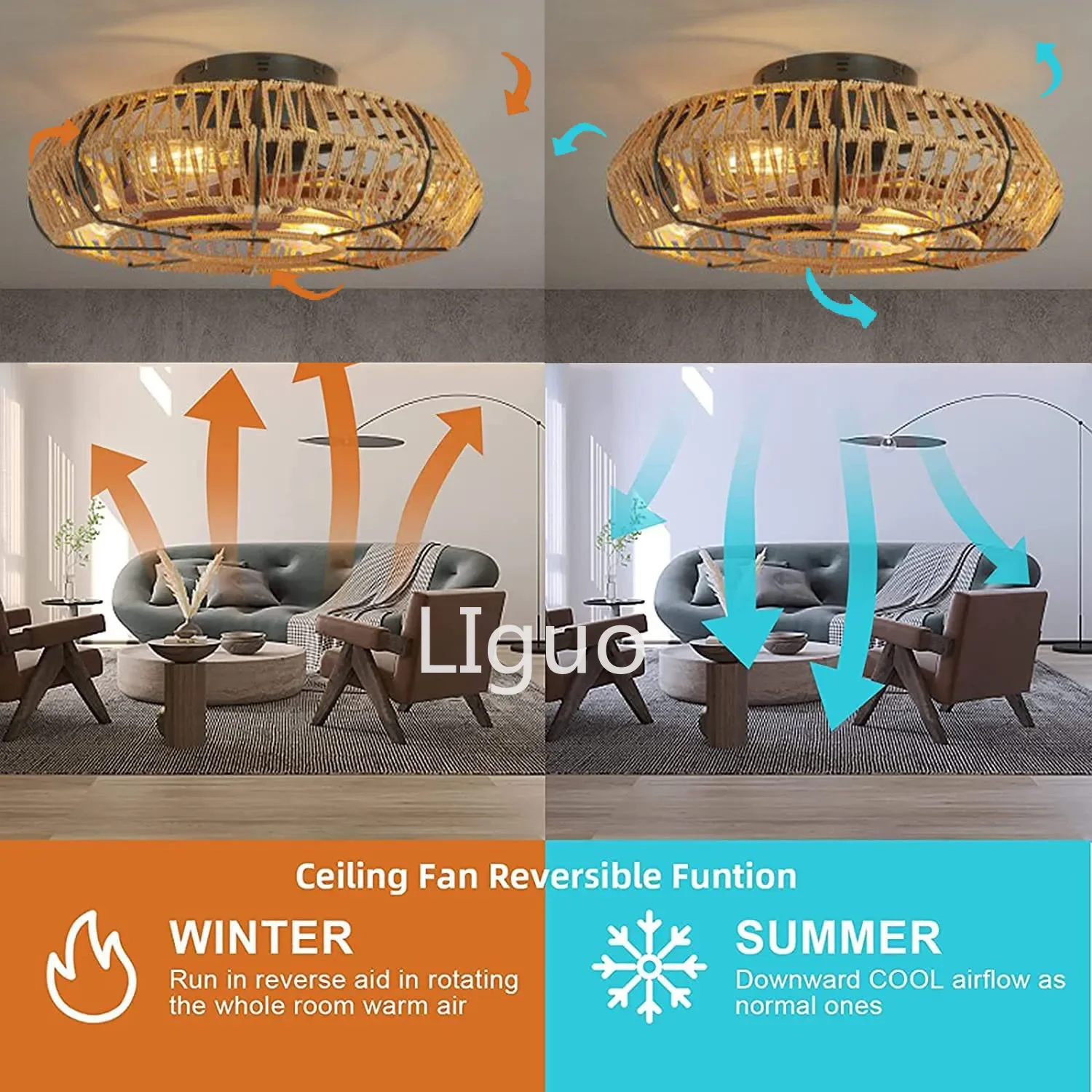 Веревочная лампа ручной работы с потолочными вентиляторами постоянный ток 85-260 в