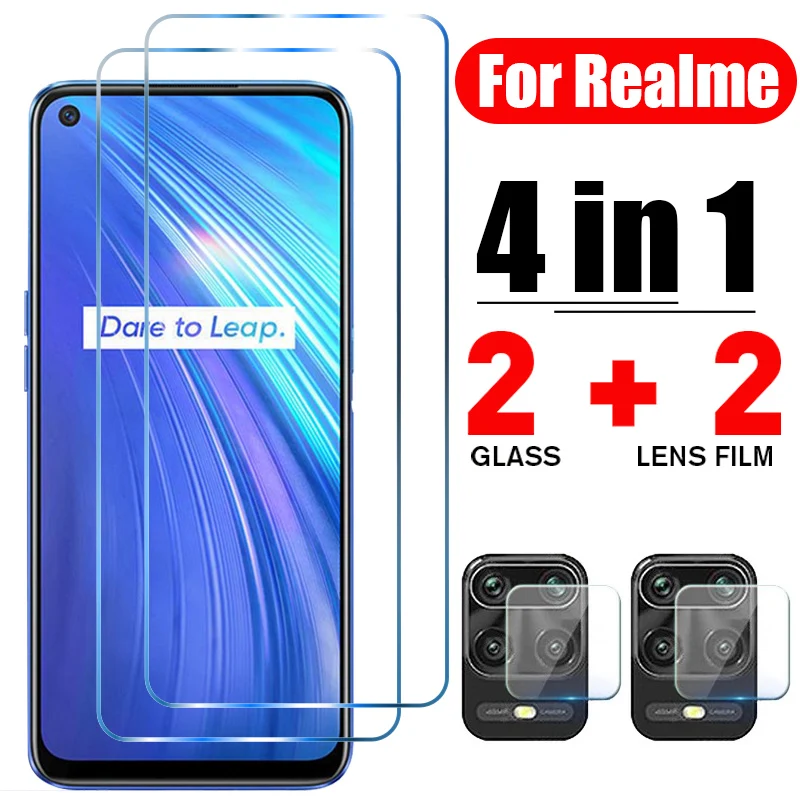 

4in1 Tempered Glass for Realme GT Neo Narzo 30 5G 30A Q3 Pro Camera Len Screen Protector for Realme 8 Pro 7 C21 C25 C3 C11 Glass