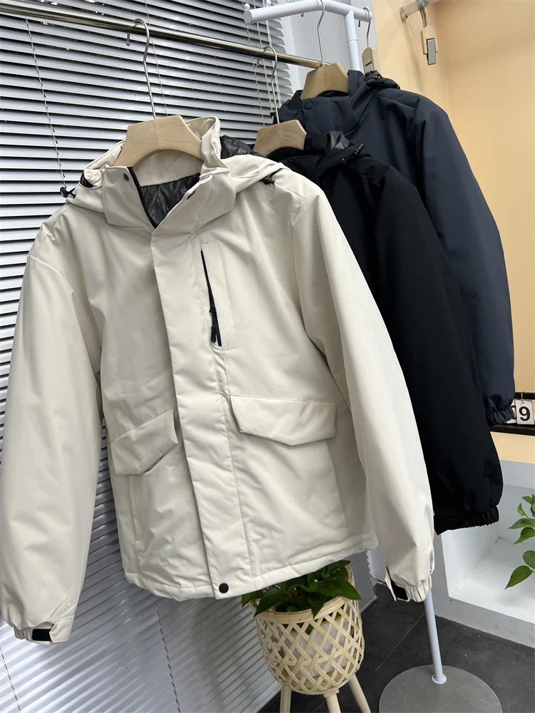 Бесшовная куртка из сжатого хлопка с капюшоном на хлопковой подкладке