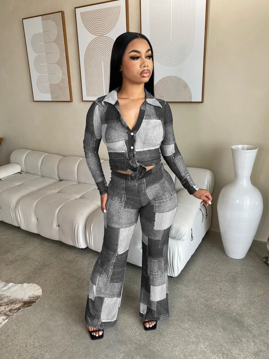 Элегантные блузки комплект из 2 предметов брючный костюм модная одежда сезона