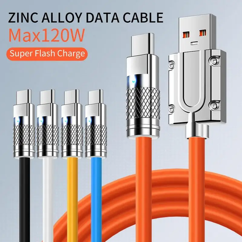 

120W USB Type C Data Cable Liquid Silicone Super Fast Charging Cord For Androids Phones Laptop PC Macbok Tablets ForHuawei