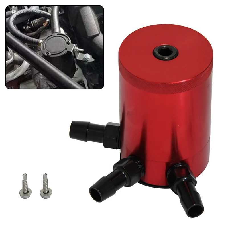 

Aluminum Baffled Car Oil Catch Can Tank Separator 3-Port Air-Oil Separator Red