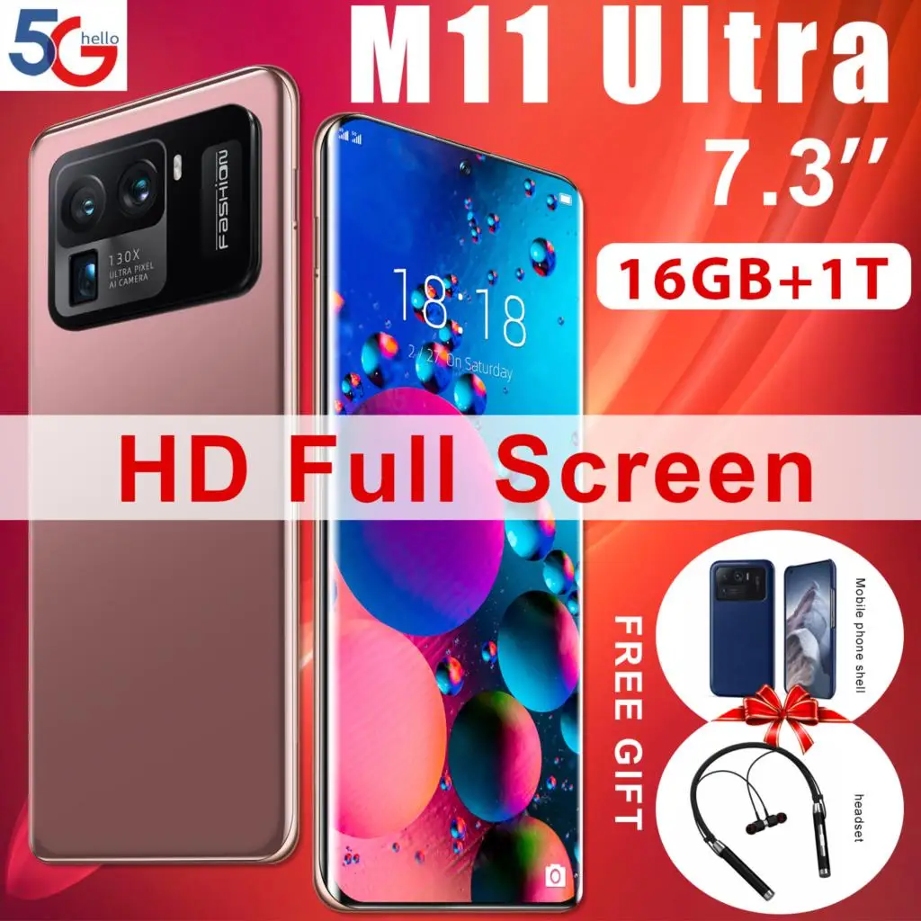 

100% Original XIAOM11 Ultra 16+1T Andriod 11 Smart Phone 7.3 Inch HD+ 2280*3200 Qualcomm Snapdragon 888 Mobile Phone 48+64MP