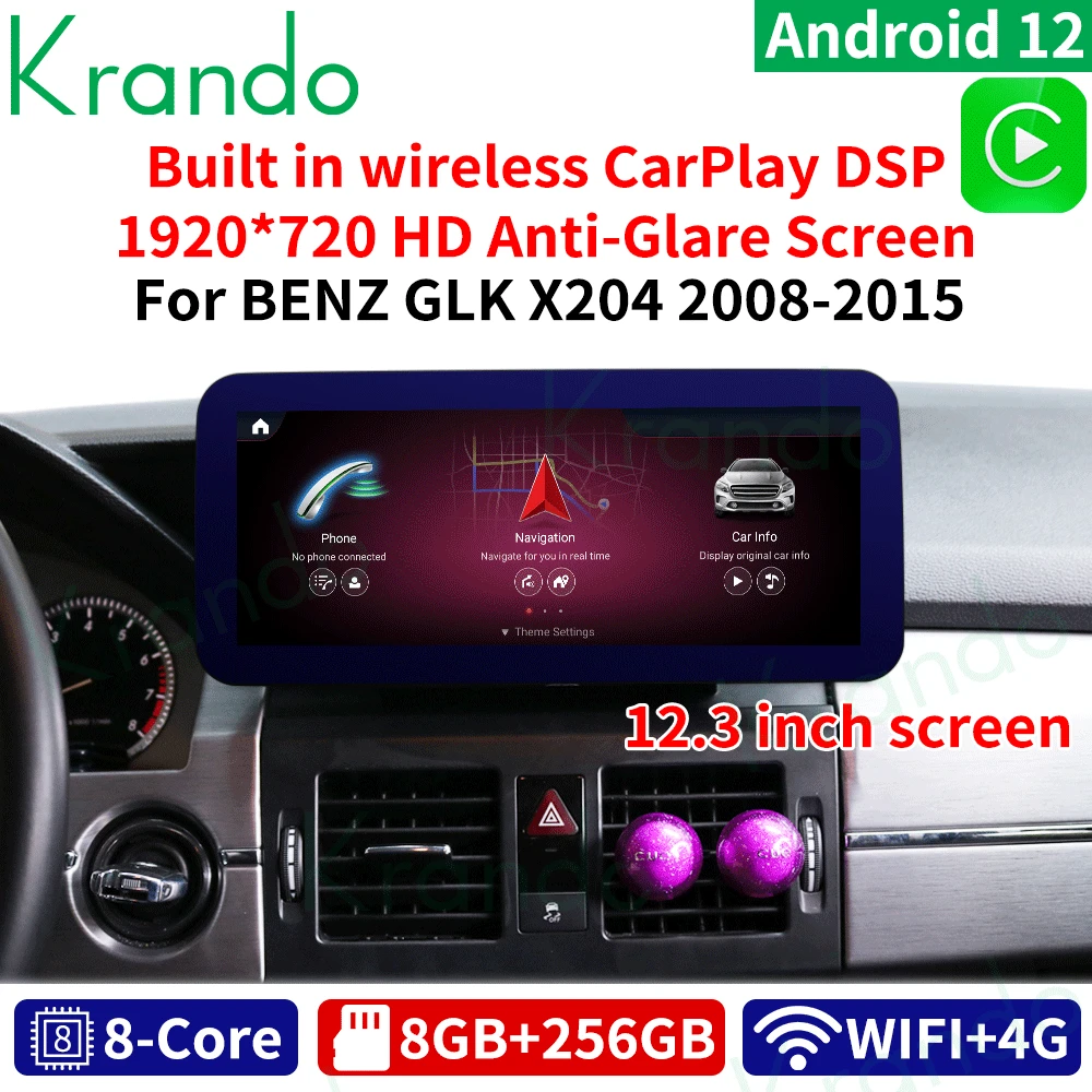 

Krando Android 12.0 12.3'' Car Autoradio for Mercedes Benz GLK X204 2008 - 2015 Wireless Carplay DVD Multimedia Player GPS