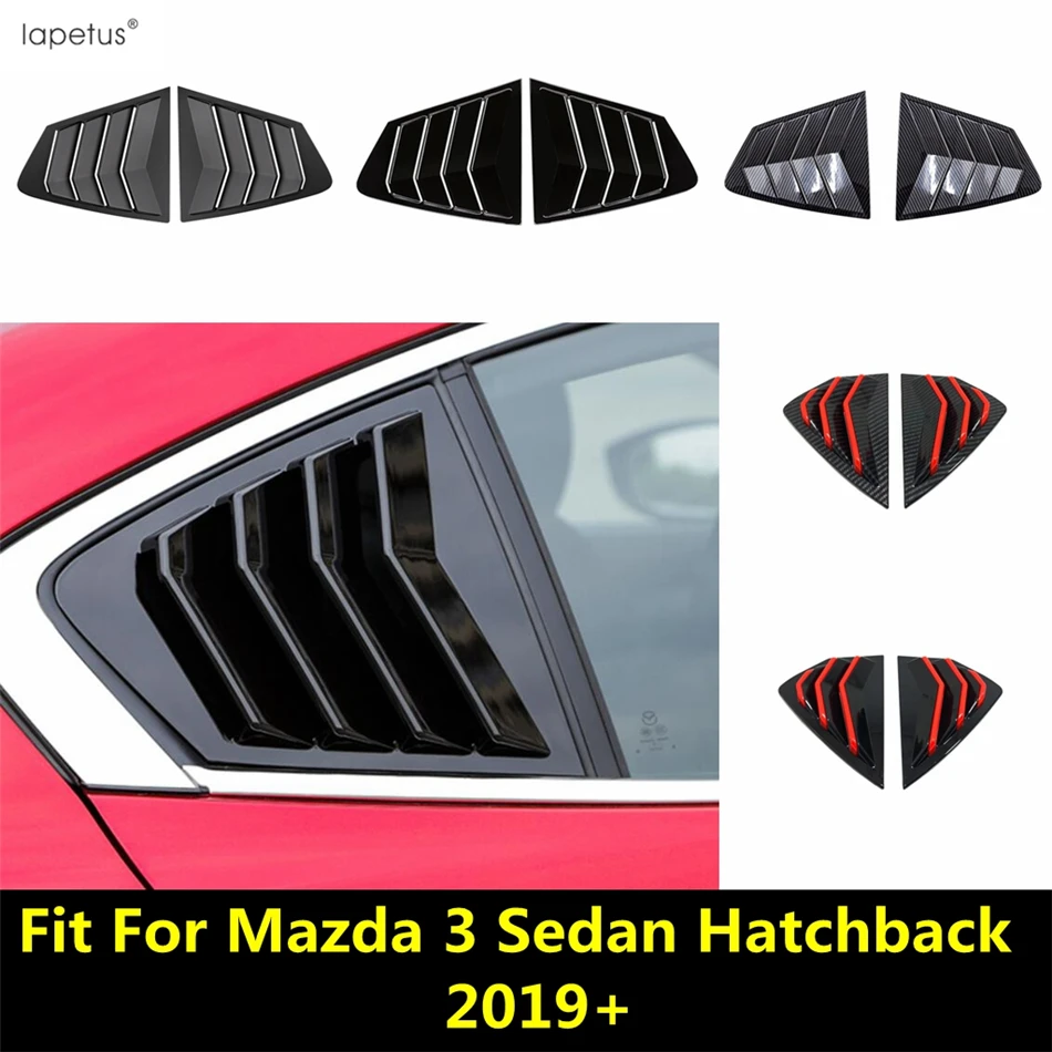 หน้าต่างด้านหลังรถ Louvers สปอยเลอร์แผงตกแต่งฝาครอบ Air Vent Trim สำหรับ Mazda 3 Sedan 2019-2022พลาสติกด้านนอกอุปกรณ์...