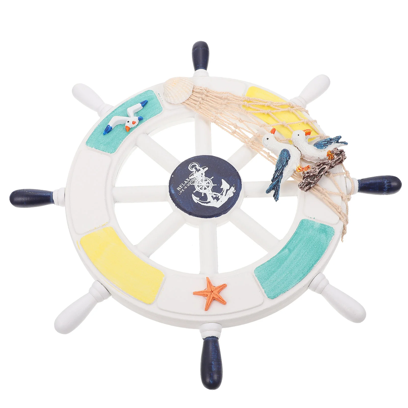 

1Pc Mediterranean Rudder Steering Wheel Decor Home Wall Hanging