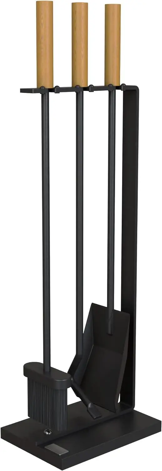 

Fireplace Tools Set with Metal Base and Wood Handle, Broom, Shovel and Poker