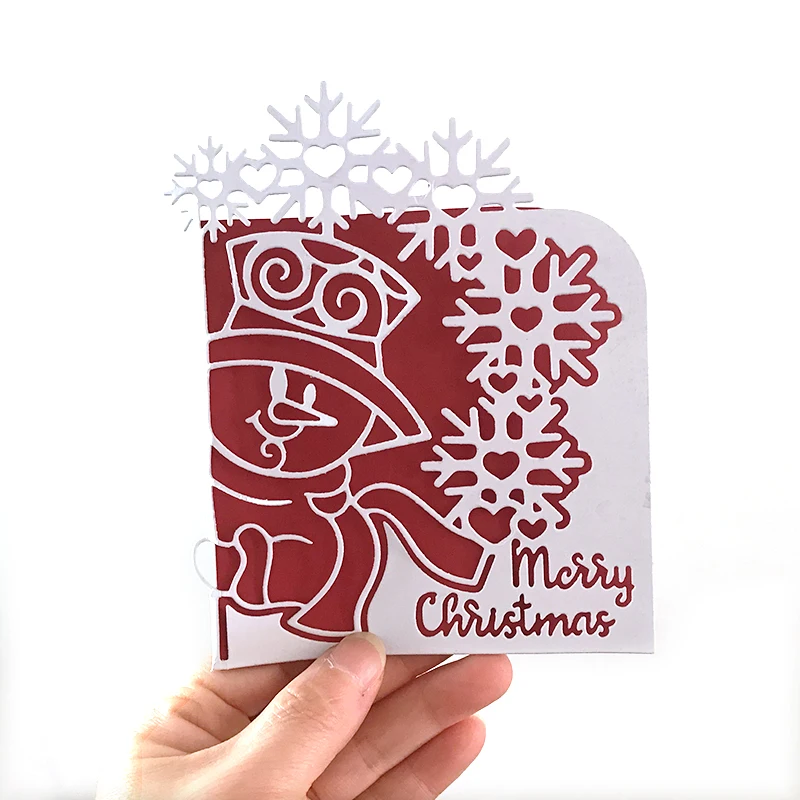 

Snowman Border Merry Christmas Cutting Dies Scrapbooking Stencil Template for DIY Embossing Paper Photo Album Cards Cut Die