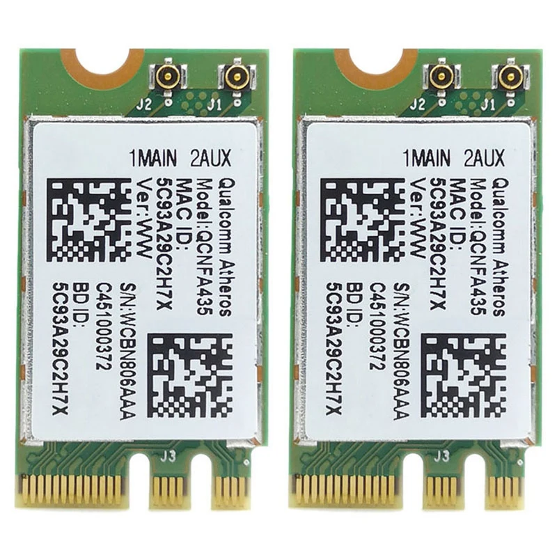 

2X Wireless Adapter Card for Qualcomm Atheros QCA9377 QCNFA435 802.11AC 2.4G/5G NGFF WIFI CARD Bluetooth 4.1