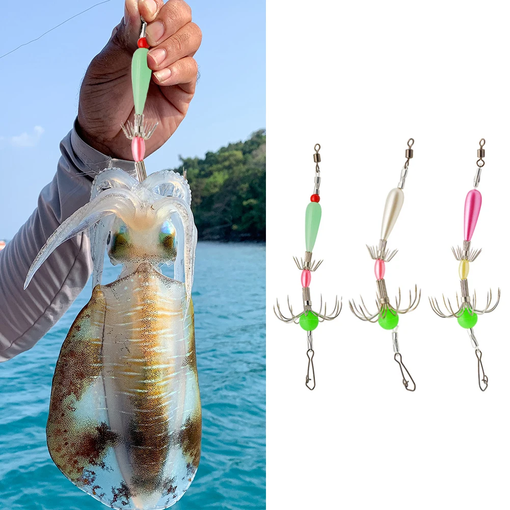 

1pc Squid Hook Squid Jigs Luminous Sea Fishing Octopus Hook Luminous Squid Umbrella Hook Fishing Lure Calamary Bait Catcher