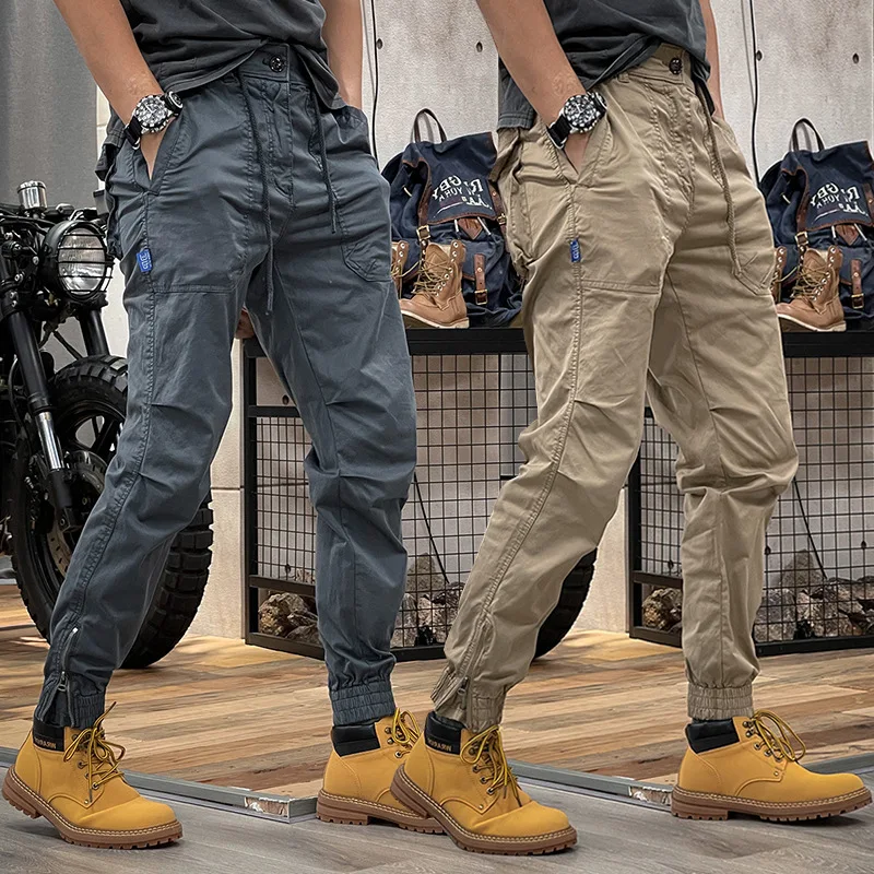 

Hop Mens Cargo Multi-pocket Trousers Tracksuit Tactical Streetwear Pants Hip Men's Trousers Fashion Trendy Solid Work Sweatpants