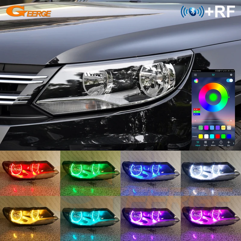 

For VOLKSWAGEN VW TIGUAN I 5N Facelift RF Remote Bluetooth App Ultra Bright Multi Color RGB LED Angel Eyes Kit Halo Rings