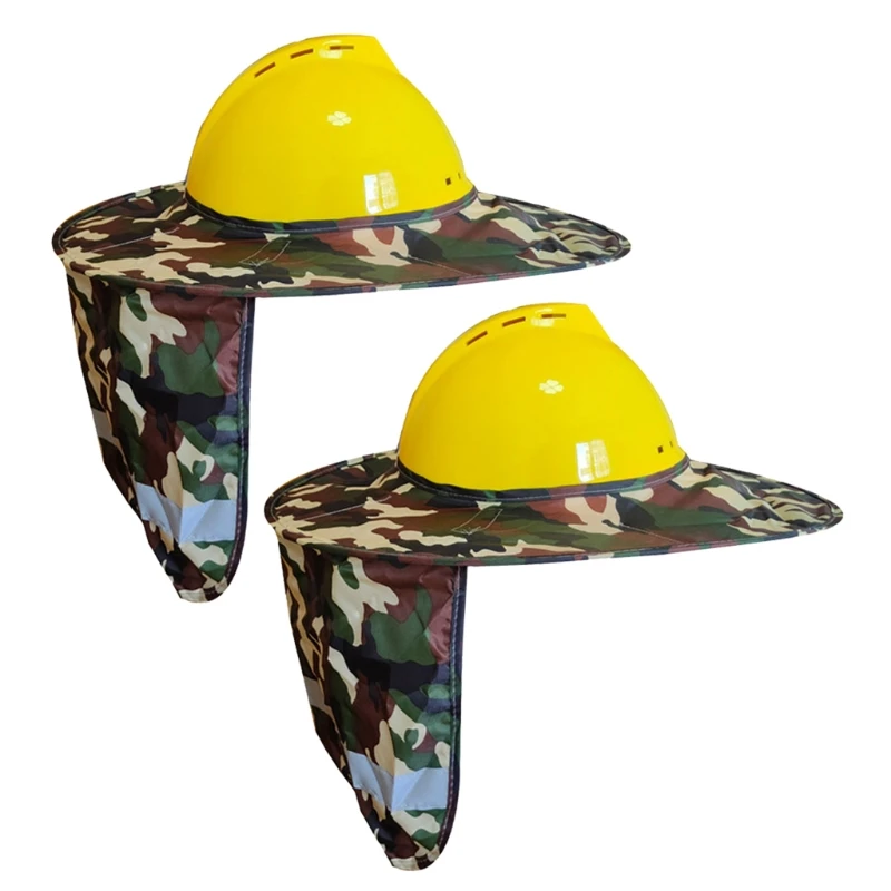 

2 Pcs Fluorescent Colors Hard Hat Sun Shield Full Brim Mesh Neck Sunshade with Reflective Strips for Ourdoor Worker