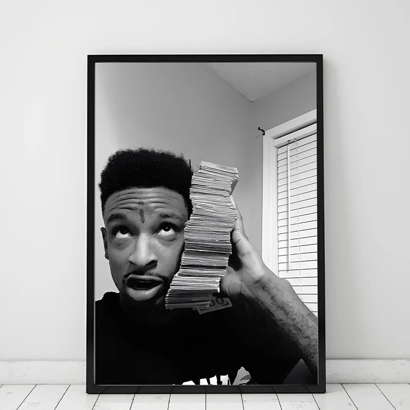 Черно-белый постер Асап Рокки Лил Уэйн Снуп Догг на холсте