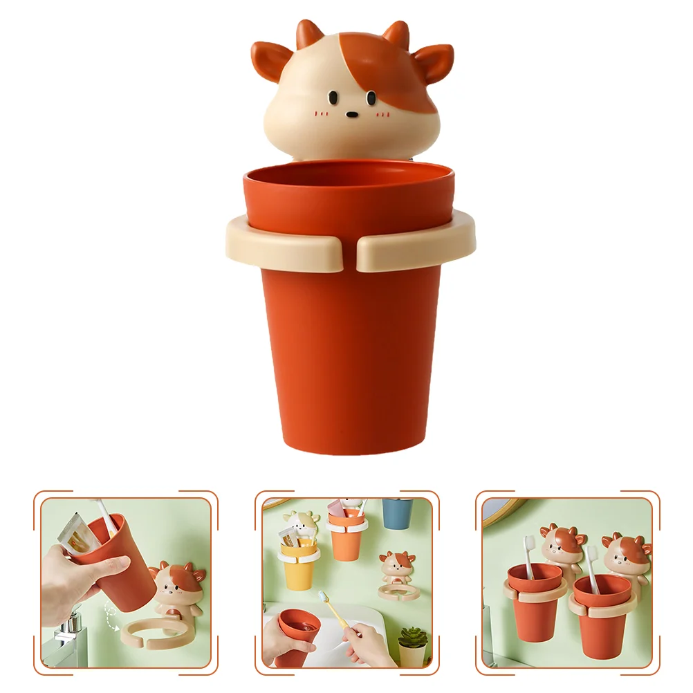 

Holder Cup Wall Kids Hanging Rinse Bathroom Cartoon Organizermouth Child Mountedchildrentoothpasteanimal Lovely Gargle Mug
