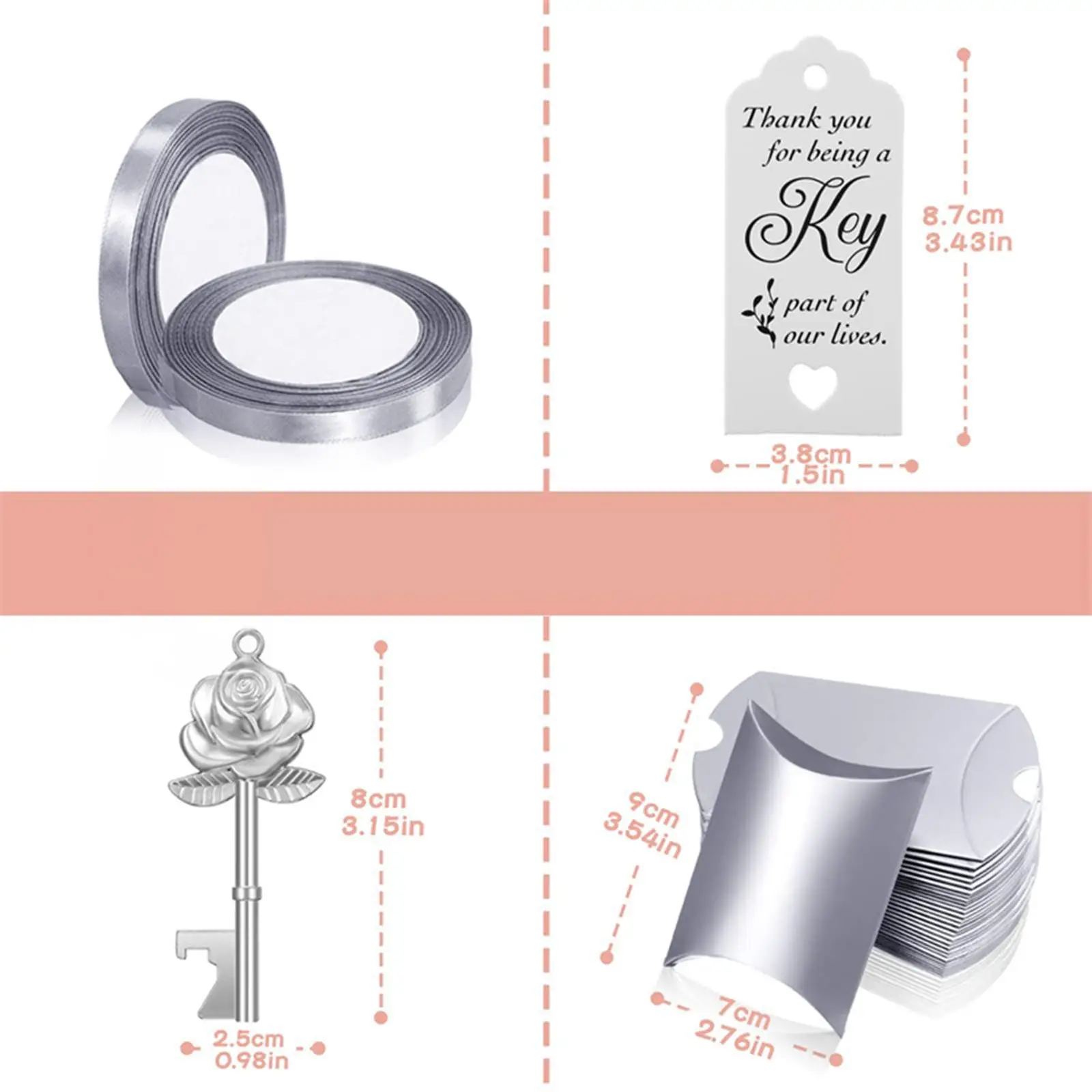 Открывалки для ключей с лентами 50 шт.