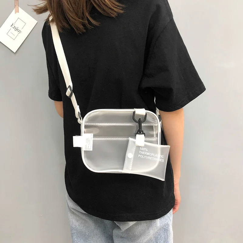

Summer PVC Transparent Square Bag For Women Fashion New Jelly Bag Casual Shoulder Crossbody Bag Shopping Phone Card Holder Purse