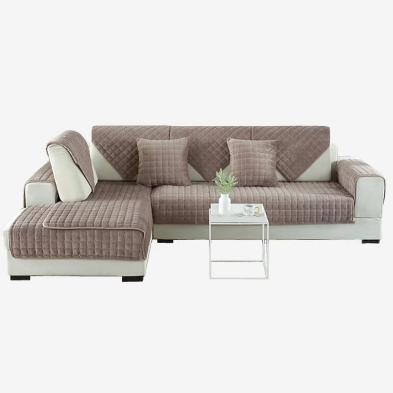 

Winter Thick Solid Color Flannel Sofa Cushion To Keep Warm Square Plush Non-slip Sofa Cushion Towel Sectional Sofa Towel Korean
