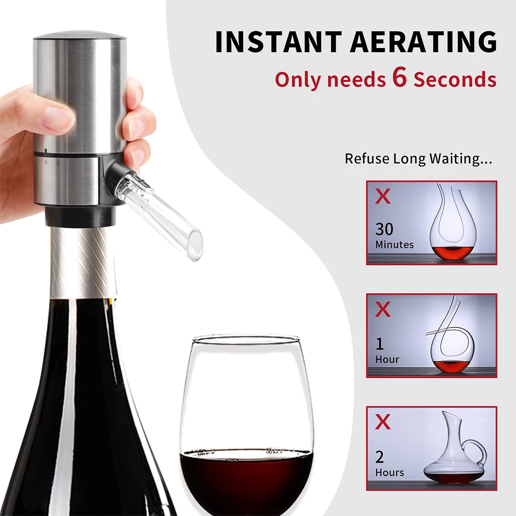 

Electric Wine Aerator Professional Universal Portable Washable Reusable Stainless Steel Tube Bar Club Dispenser