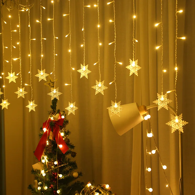 Christmas Light Led Snowflake Curtain Fairy String Lights New Year's Garland For Home Holiday Party Christmas Decoration