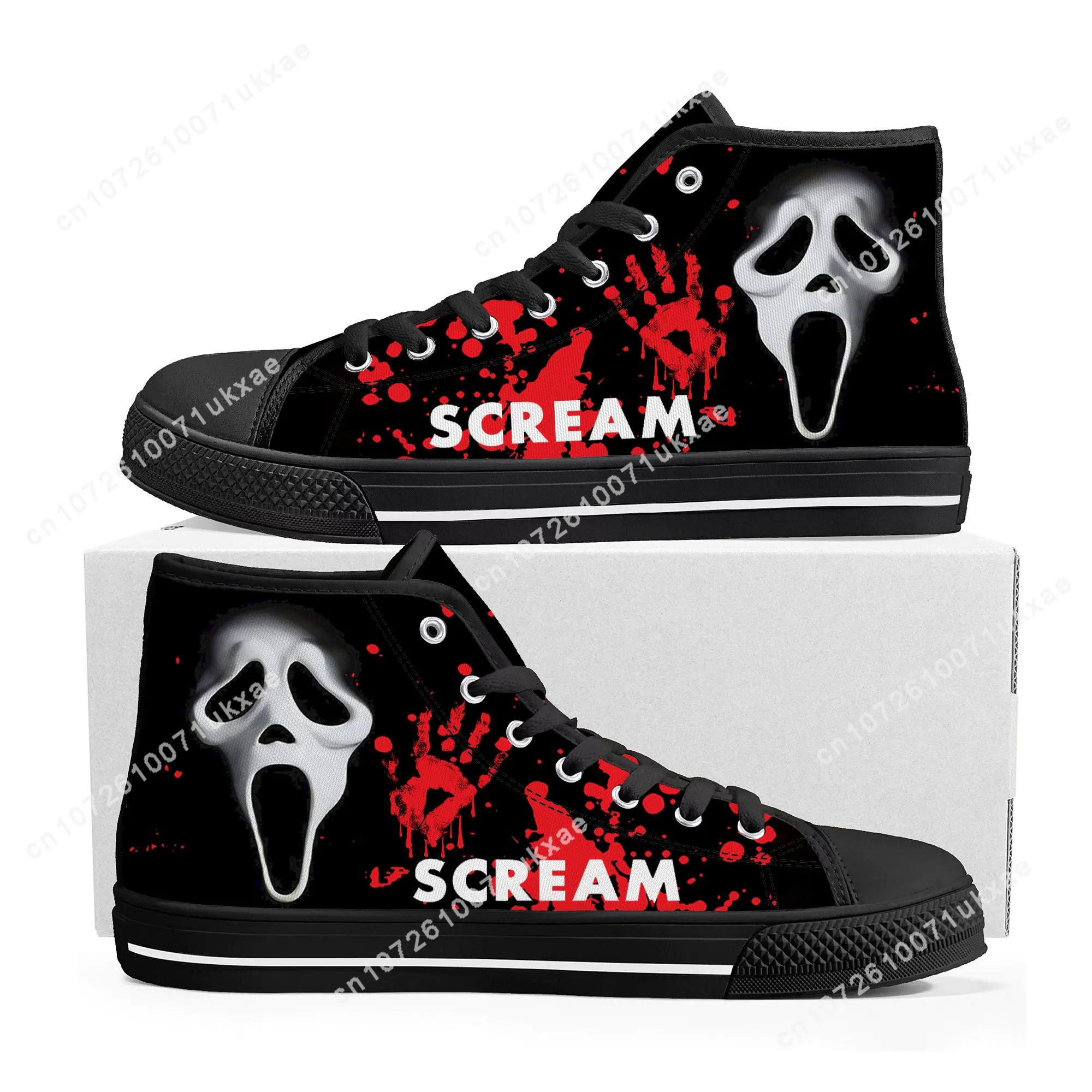 

Scream Movie billy Loomis Halloween High Top Sneakers Mens Womens Teenager Canvas Sneaker Casual Custom Made Shoe Customize Shoe