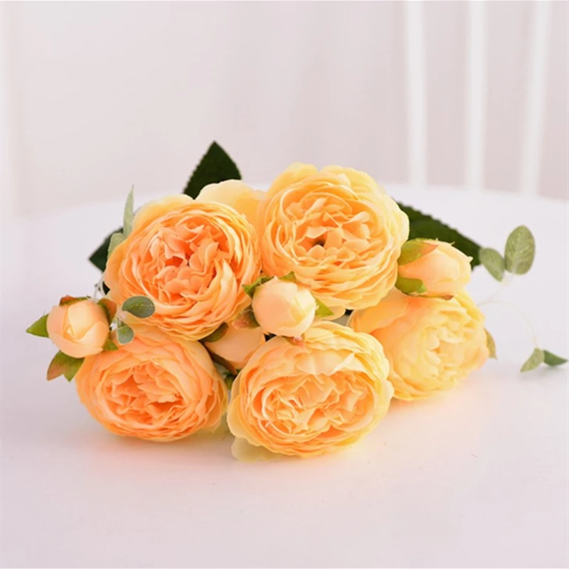 

Искусственный шелковый букет роз и пионов 9 головок 30 см