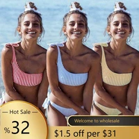 2021 sexy stripe bandage bikinis women one shoulder bathing suit swimwear low waist swimsuit tube top female summer beachwear
