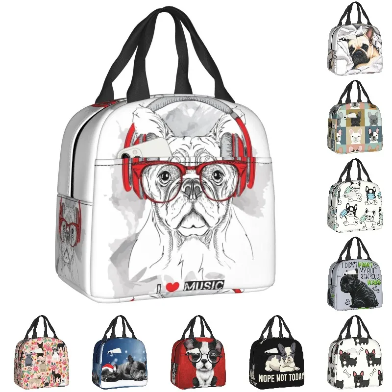 

French Bulldog Insulated Lunch Bag for Women Leakproof Frenchie Dog Lover Cooler Thermal Lunch Tote Office Work School